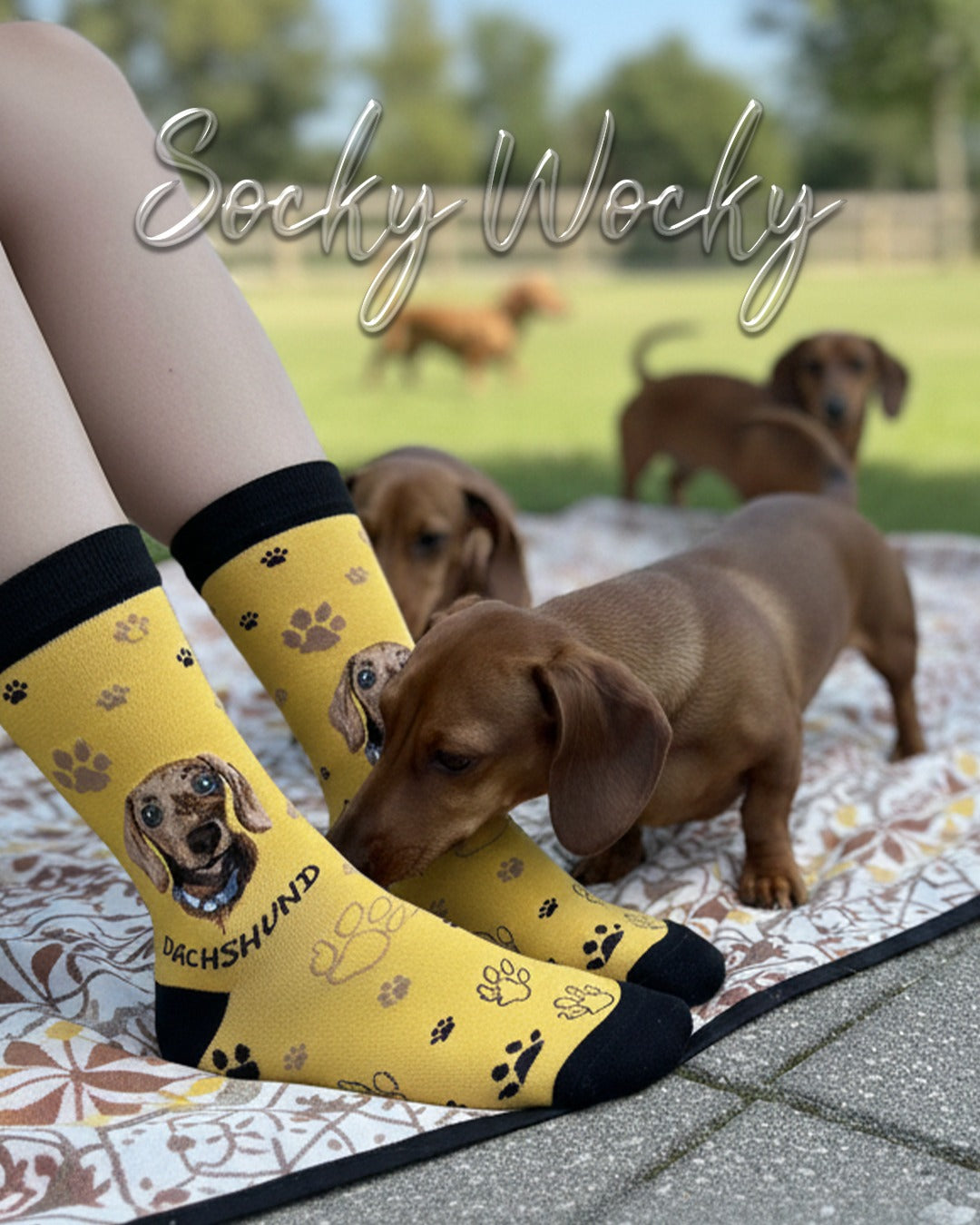 Dachshund Yellow Socks Wiener Dog Edition